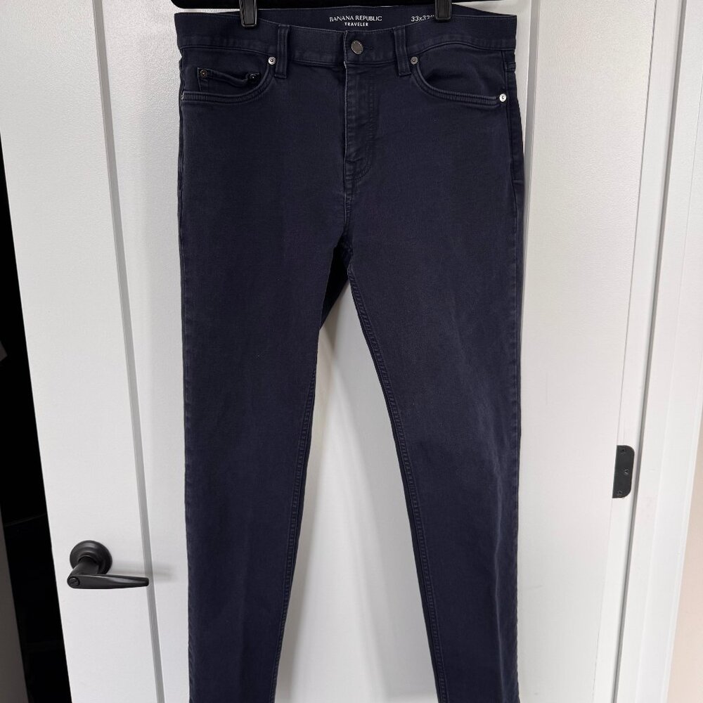 Banana Republic Men's Traveler Athletic Tapered Fit W33 L32 Navy